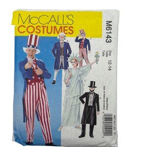 McCalls M6143 Patriotic Costume Sewing Pattern Size 12-14 Uncle Sam Lady Liberty